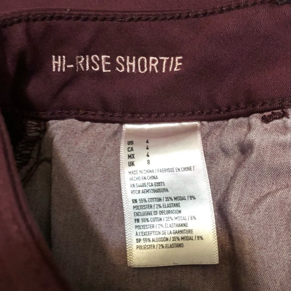 American Eagle Outfitters Super Stretch Hi-Rise Shortie Burgundy Shorts, size 4 - Picture 5 of 6
